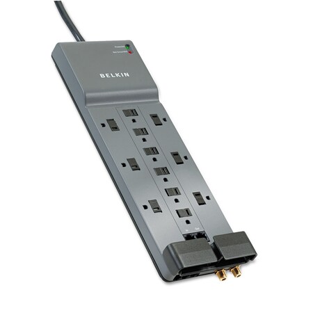 Belkin Pro Series SurgeMaster Surge Protector, 12 Outlets, 10 ft. Cord, Gray BE112234-10